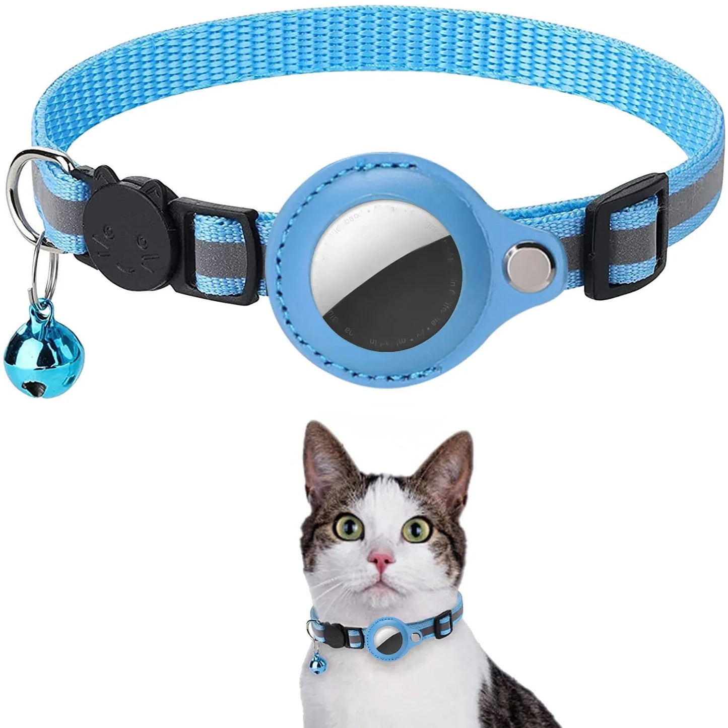 Collier pour chat avec étui air tag et clochette