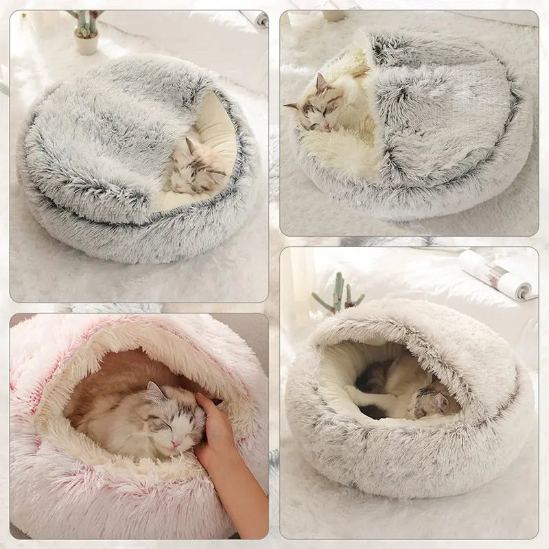 Lit douillet en peluche pour chat