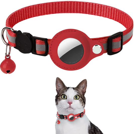 Collier pour chat avec étui air tag et clochette